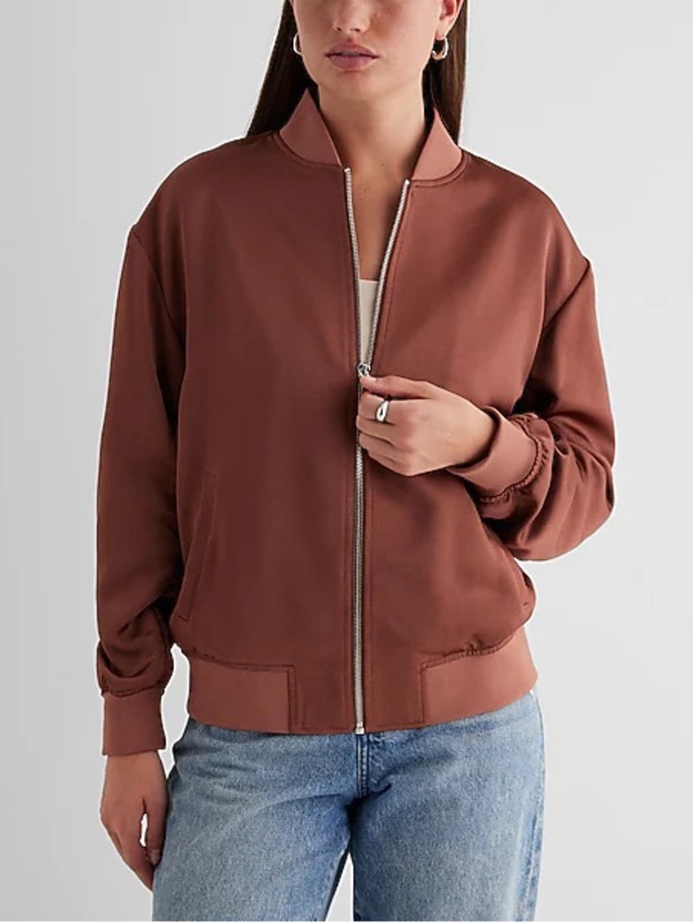 Express Zip-Front Bomber Moto Jacket